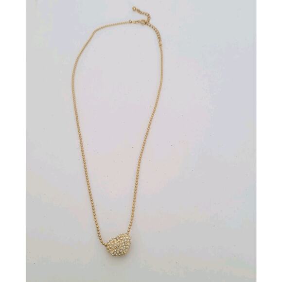 Unbranded Crystal Rhinestone Pave Heart Pedant Necklace Gold Tone 16+2" Glam - Picture 1 of 5